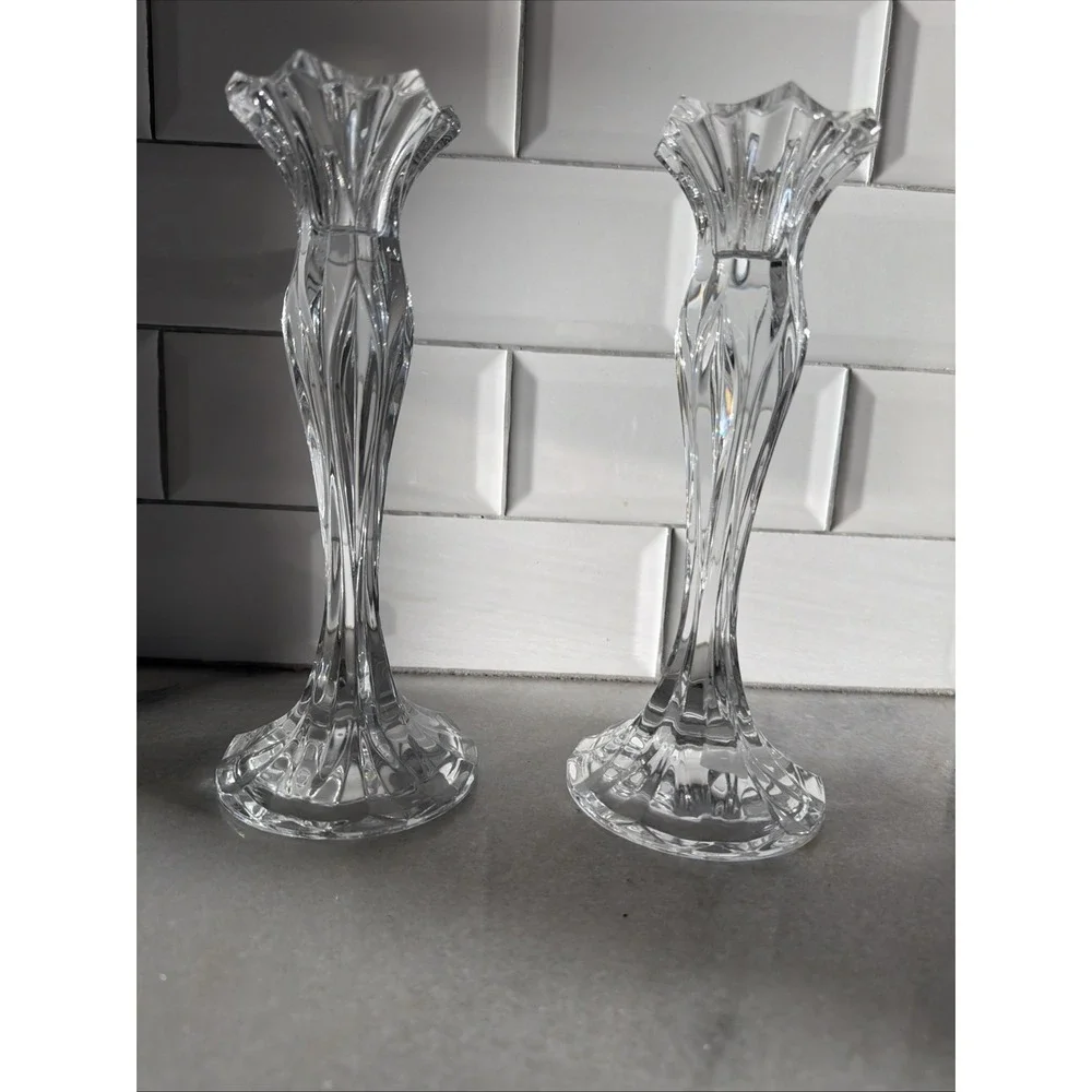 VTG 1999 FRENCH J. G. DURAND‎ Crystal GLASS CALLIOPE CANDLESTICKS Set Of 2 GW008